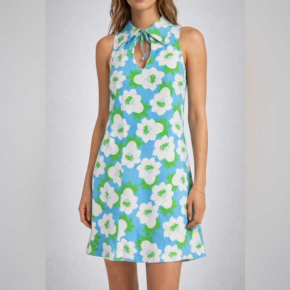 ROLLA'S Blue and Green Floral Midi Dress